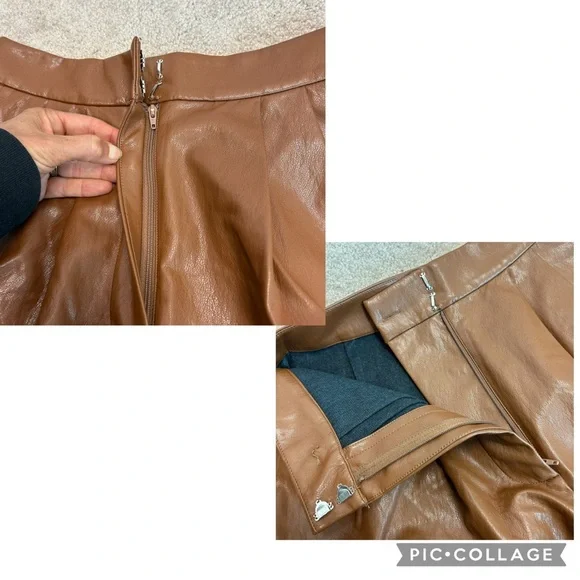 Anthropologie Twentysixhundred Brown faux leather cargo utility wide leg pants - Picture 5 of 17